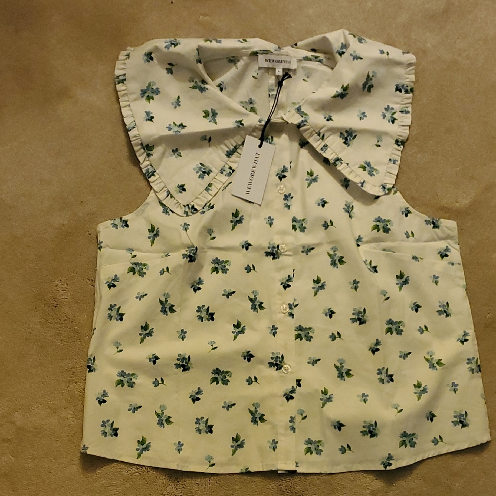 WeWoreWhat Cream Floral Blouse